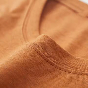 T-shirt à manches courtes pour homme, couleur unie, col rond, coupe classique, tissu jersey, vêtements décontractés, orange - Product Image 4