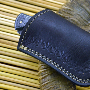 มีดพับเหล็กดามัสกัส ใบมีดหยักแบบดรอปพอยต์ ปุ่มหมุนเปิด-ปิด มีดพกพา - Product Image 6