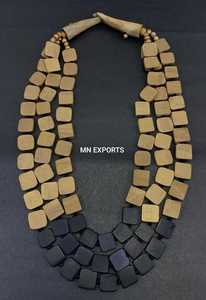 Natural Wood Durable <b>Square</b> Handicraft Handmade Beads Necklace Modern Classic Design for Girls Parties Use by MN EXPORTS - Product Image 6