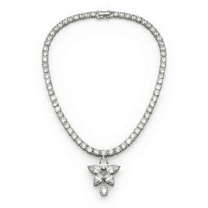 Collier pendentif en or blanc massif 10 carats avec diamant de laboratoire certifié IGI de 25,18 carats, cadeau de luxe pour femme - Product Image 2