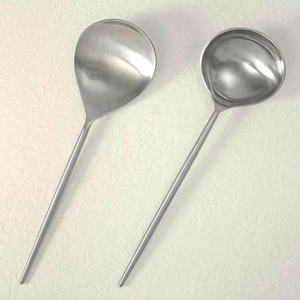 Servidor de ensalada de mango largo, cubiertos de acero inoxidable para niños, servidor de ensalada pulido mate plateado, juego de cubiertos con mango Acrílico - Product Image 1