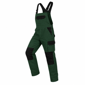 Unisex Green Heavy Duty Polyester Cotton <b>Work</b> Coveralls Black Reinforced Knees Pockets Abrasion Resistant Utility <b>Construction</b> - Product Image 4