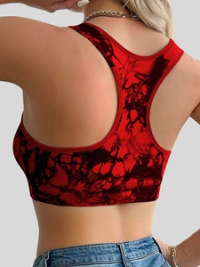 <b>Red</b> Floral Print Yoga Set High Waist Leggings <b>Crop</b> <b>Top</b> 2 Piece Spandex Polyester Four-Way Stretch Racerback Scoop Neck - Product Image 6