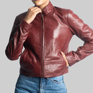 Chaquetas de Cuero 100% con Diseño Completo para Invierno, Chaqueta de Cuero Genuino de Oveja para Mujer, Venta al Por Mayor - Product Image 5