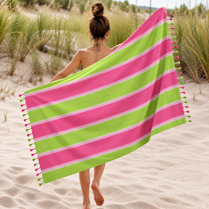 Wholesale <b>Turkish</b> Beach <b>Towel</b> with fringes Beautiful Striped Kikoy <b>Towel</b> for Beach Use 100% Cotton Kikoy <b>Towel</b>. - Product Image 1