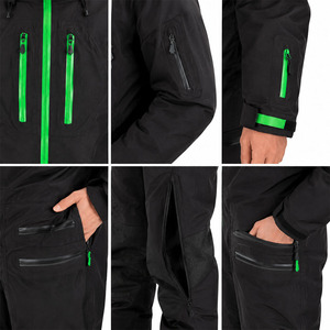Traje de Nieve Personalizado para Hombre, con Capucha y Cierre de Cremallera, Color Negro y Verde, para Esquí y Snowboard, Impermeable y Aislado - Product Image 6