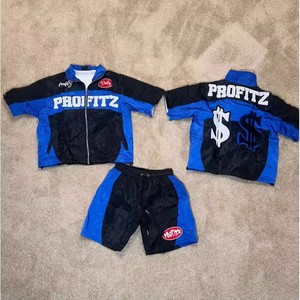 Profitz <b>Men</b> Street Style Windbreaker <b>Jacket</b> and Shorts Set White Purple Zip Up Breathable Track Suit <b>Summer</b> Outfit - Product Image 3