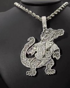 Custom 3D Animal Design S925 Sterling <b>Silver</b> Fully Iced Hip Hop Pendant <b>Solid</b> Gold Plated Claw Setting Unique for Latest Parties - Product Image 1