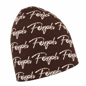 Gorro de Punto Jacquard Personalizado con Estampado Completo, Gorro de Invierno con Logotipo Personalizado en Color Marrón, Gorro de Punto Acrílico Suave y Cálido - Product Image 3
