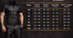 Men’s Black Leather Shirt – <b>Slim</b> <b>Fit</b> Short Sleeve Button Up – Real Leather Cargo Style Outfit – Street wear Fashion Shirt for Me - Product Image 5