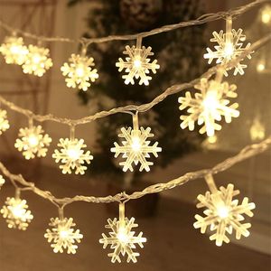 Luci a stringa a LED a forma di fiocco di neve da 20 piedi (6 metri) con 40 LED, a batteria, per decorazioni natalizie, camera da letto, feste e uso domestico - Product Image 1