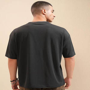 270 Grams 100% Cotton Off-Shoulder Gradient Washed Oversized Men's <b>T</b>-<b>Shirt</b> <b>with</b> Solid Pattern - Product Image 4