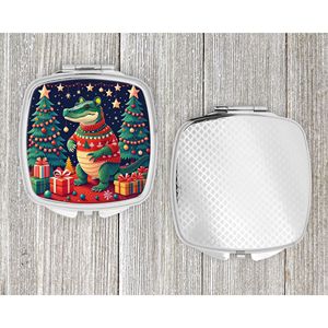 Espejo de maquillaje de viaje compacto de Navidad de cocodrilo plegable de mano para mujeres y niñas regalo de Navidad - Product Image 4