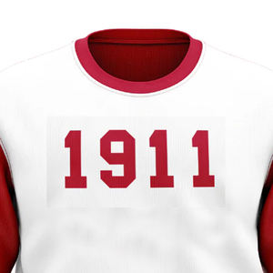 Sudadera de Alta Calidad 1911 con Cuello Redondo y Estampado Puff, Personalizada en Rojo y Blanco, para Hermandades Universitarias, Antiencogimiento - Product Image 4