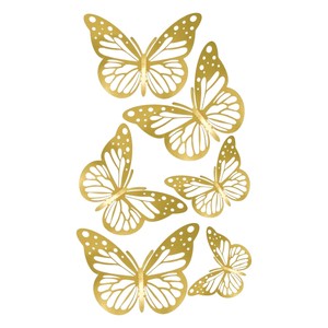 3D Gold Hollow Butterfly Wall <b>Stickers</b> Metallic Texture Paper Butterfly <b>Decals</b> for Wedding Party Home Decor - Product Image 1