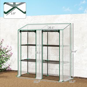 Invernadero Portátil Ecológico con 3 Estantes y 2 Puertas Enrollables con Cierre, Transparente, 56.3'' x 18.1'' x 59.4'' - Product Image 3