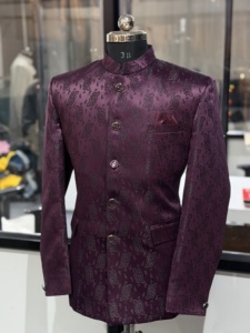Traje Bandhgala Bordado Color Granate para Hombre, Chaqueta Jodhpuri Indo-Occidental, Estilo Kurta Étnico Indio, Ropa de Boda, Venta al Por Mayor - Product Image 4