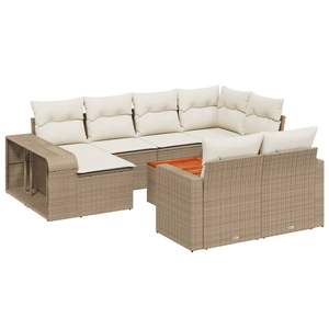 Set Divano da Giardino in Rattan Beige 6 Posti, Arredamento da Esterno Contemporaneo Resistente alle Intemperie, Divano Sezionale da Patio - Product Image 4