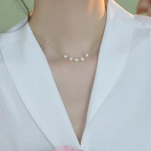 Collar de Perlas de Agua Dulce con Granos Dorados de Lujo Ligero, Extremadamente Brillante, Diseño de Clavícula de Plata S925 de Alta Gama - Product Image 2