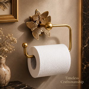Porte-rouleau de papier toilette mural en laiton massif antique, support décoratif vintage pour salle de bain - Product Image 4