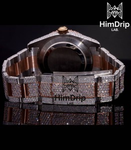 Montre mécanique automatique au design unique avec cadran en moissanite VVS1, en acier inoxydable, montre-bracelet de luxe tendance pour homme, en vente - Product Image 2
