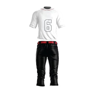 Men Baseball Uniform Set <b>White</b> Black Red Jersey Short Sleeve <b>Button</b> Front Breathable Polyester All Seasons Team Numbers Print - Product Image 3