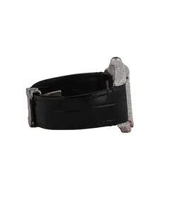 Reloj de Lujo con Movimiento Antiguo, Correa de Goma Negra para Hombre, Oro Blanco, Diamantes Moissanite VVS, Joyería Hip Hop - Product Image 2