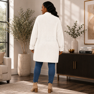 Cosh International Sorority Acrylic New Design Casual Button Solid V-neck Long Sweater Knitted Cardigan Women Loose - Product Image 4