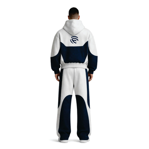 Ensemble de survêtement oversize bicolore pour homme – Sweat à capuche et pantalon de jogging coupe décontractée – Style streetwear - Product Image 2