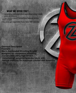 Wrestling Singlet WR-001 <b>Red</b> Compression Fit Full Dye Sublimation Moisture Wicking Unisex Adult Wear - Product Image 2