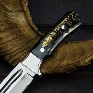 Cuchillos de Caza Profesionales al por Mayor, Hoja Fija de Acero con Alto Contenido de Carbono, Mango de Cuerno, para Supervivencia al Aire Libre y Camping, con Funda - Product Image 2
