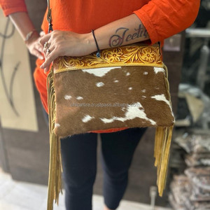 กระเป๋าสะพายข้างหนังวัวสำหรับผู้หญิง, กระเป๋าถือหนังแท้หรูหราดีไซน์ใหม่ - Product Image 3