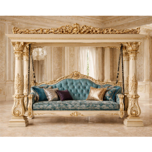 Columpio de Madera de Teca Estilo Turco Tradicional, Jhula en Oferta, Acabado Blanco Dorado, Sofá Columpio, Compre Jhula de Madera de Teca Personalizada para Interiores, Reino Unido - Product Image 1