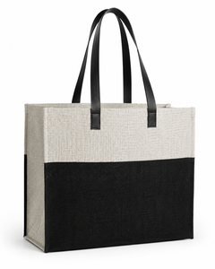 Wholesale Laminated Jute Shopping Tote Bags With Outside Pocket Two Tone Reusable Custom Logo OEM ODM Bulk Manufacturer Exporter - Product Image 4