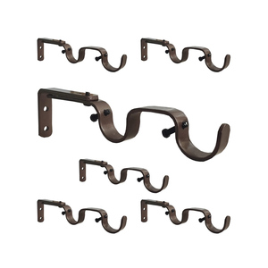 Support de rideau en aluminium laqué laiton antique, ensemble de supports de tringle à rideau vintage et pinces de fixation murales pour quincaillerie de fenêtre en promotion - Product Image 6