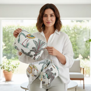 ชุดกระเป๋าใส่เครื่องสำอางแบบกำมะหยี่ สำหรับใส่เครื่องสำอาง ใช้ในงานวันเกิด งานแต่งงาน มีซิป ของขวัญสำหรับเพื่อนเจ้าสาว - Product Image 1