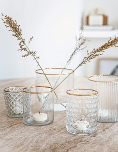 New Collection Different Glass Votive Holders with Gold Ring - Product Image 1