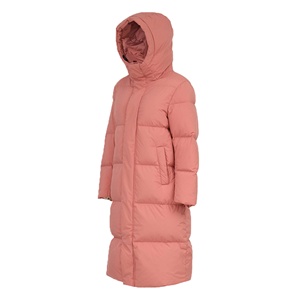 Long <b>Quilted</b> Winter Jacket Hooded Full Sleeve Zipper Closure Solid Color Polyester Shell Thick Warm Coat - Product Image 3