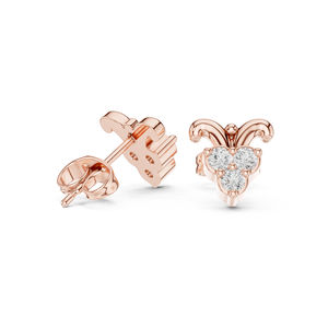 Boucles d'oreilles en or rose 14 carats avec diamant rond cultivé en laboratoire pour un usage quotidien, pour femmes |   Nouveau diamant cultivé - Product Image 6