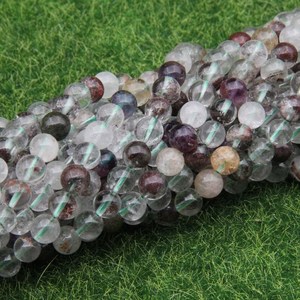 Perles de Quartz Phantom Authentiques 6mm 8mm 10mm, Perles Rondes en Cristal Naturel de Jardin, Pierres Précieuses Claires, Fourniture en Gros pour Bijoux - Product Image 2