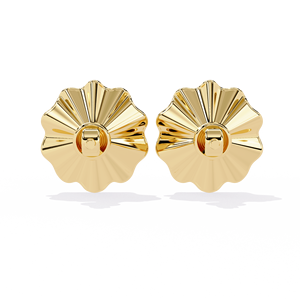 Pendientes de Oro Amarillo de 14K con Diamantes en Forma de Flor, Corte Brillante Redondo, Diamantes Cultivados en Laboratorio, Cierre de Rosca, Regalo de Boda - Product Image 5