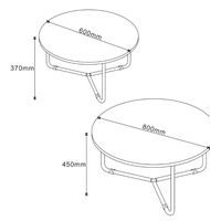 Ensemble de tables basses gigognes modernes et minimalistes avec dessus ronds noir mat et pieds en métal fin pour salon, appartement, hôtel