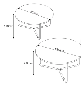 Modern Minimalist <b>Nesting</b> Coffee <b>Table</b> Set with Matte Black Round Tops and Thin Metal Legs for Living Room Apartment Hotel - Product Image 5