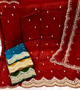 Costumes de créateurs modernes brodés à la main non cousus vêtements indiens et pakistanais - Product Image 1