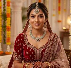 Luxury <b>Ruby</b> Emerald American Diamond Choker <b>Necklace</b> Set with Earrings and Maang Tikka Gold Plated Bridal Wedding Jewelry Set - Product Image 5