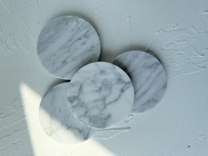 White Gray Round <b>Marble</b> <b>Coaster</b> Modern Design <b>Marble</b> <b>Coaster</b> Set Round Stone Mats 300 Mm Diameter Modern Design - Product Image 1
