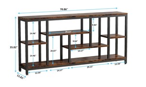 Mesa Consola Moderna de Madera con Estructura Metálica y Estantes de Almacenamiento, Diseño Industrial, Mueble para Sala de Estar, Decoración para Entrada - Product Image 6