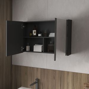 Armadietto per medicinali McNary Black a 2 ante con specchi inclusi - Product Image 3