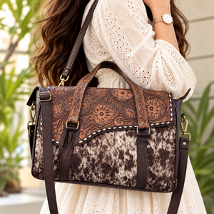 Bolso Tote de Cuero Vacuno de Diseño para Mujer, Hermoso Bolso con Grabado a Mano, Elegante y Multiusos para Invierno, Otoño y Verano - Product Image 3