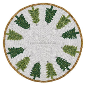 Napperon chic noir et or perlé, fait main, rond, en perles de verre, avec bordure, élégant, pour la décoration de table à manger - Product Image 6